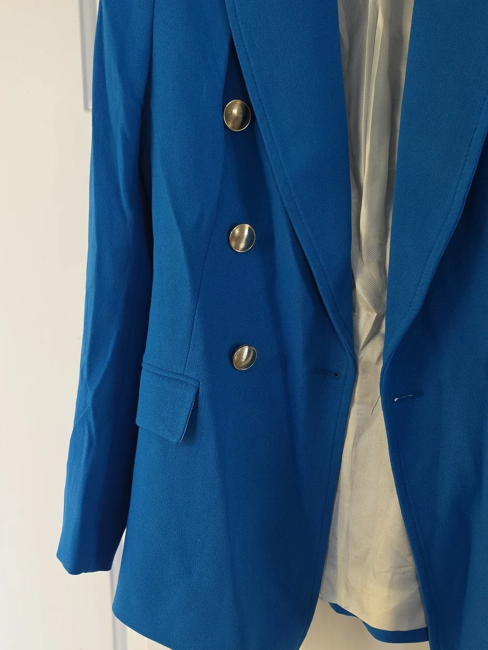 RARE ZARA BLUE DOUBLE BREASTED JACKET BLAZER GOLD BUTTONS
